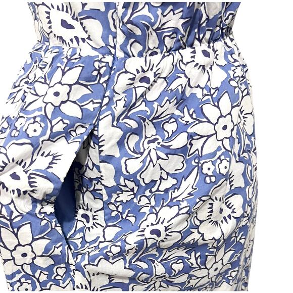 J.Crew Dress Ruffle Sleeve Midi Blue White Floral Cotton CA214 Women’s size 2 - Picture 7 of 12